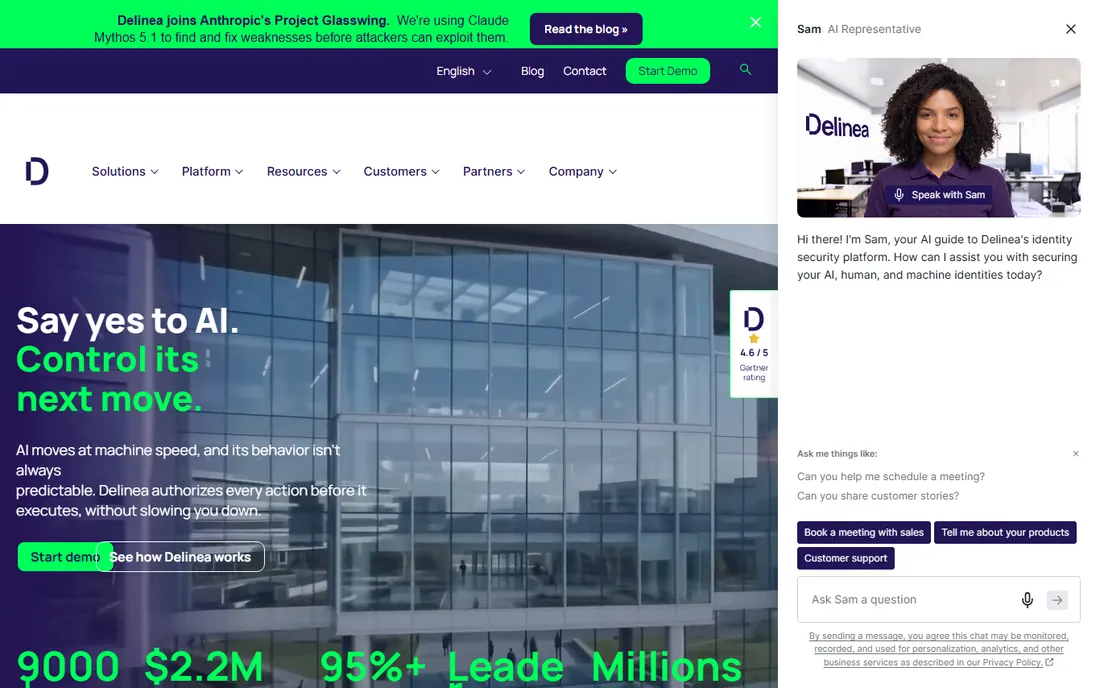 Delinea homepage