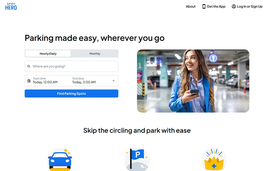 SpotHero homepage