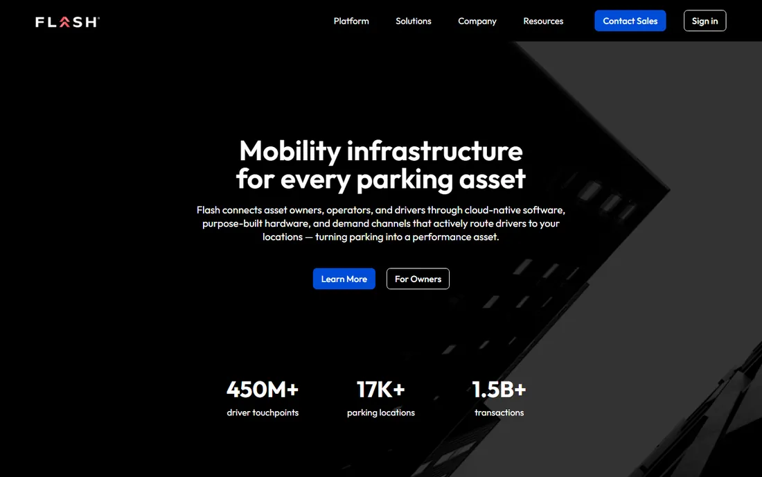Flash Parking homepage