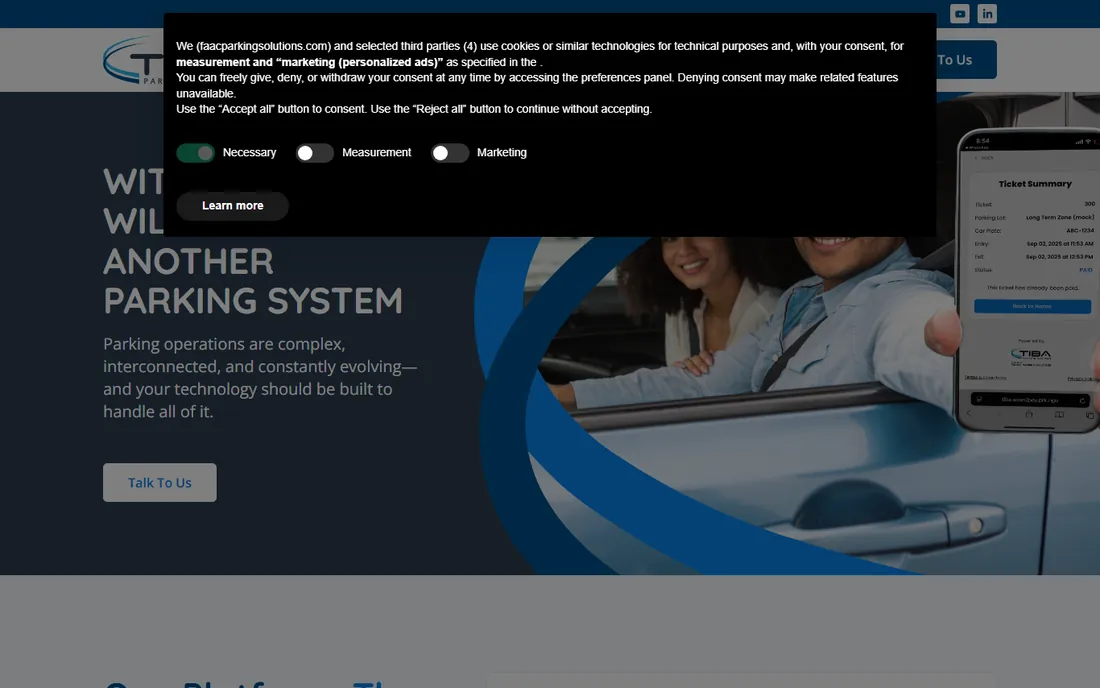TIBA Parking homepage