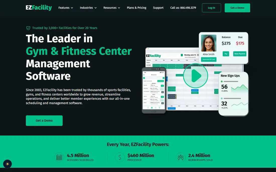 EZFacility homepage