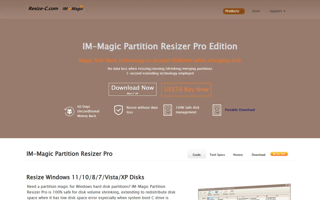 IM-Magic Partition Resizer homepage