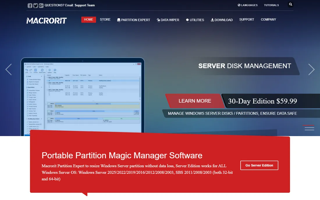 Macrorit Partition Expert homepage