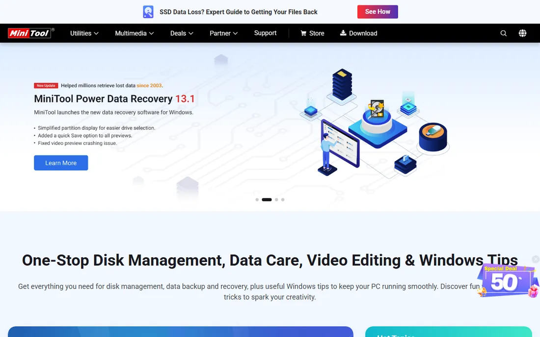 MiniTool Partition Wizard homepage