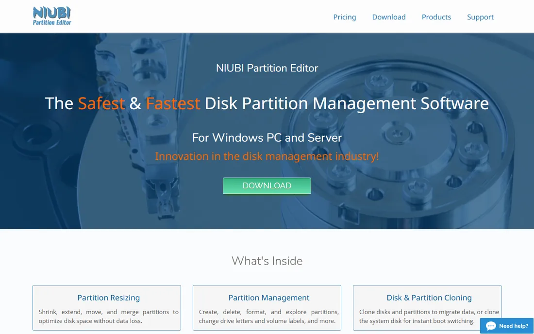 NIUBI Partition Editor homepage