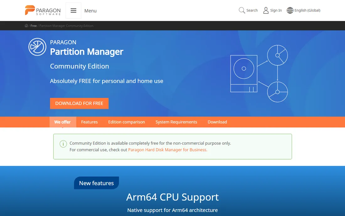 Paragon Partition Manager homepage