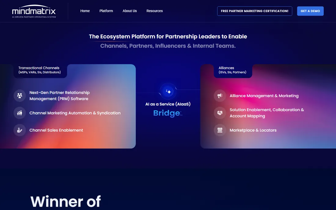 Mindmatrix homepage