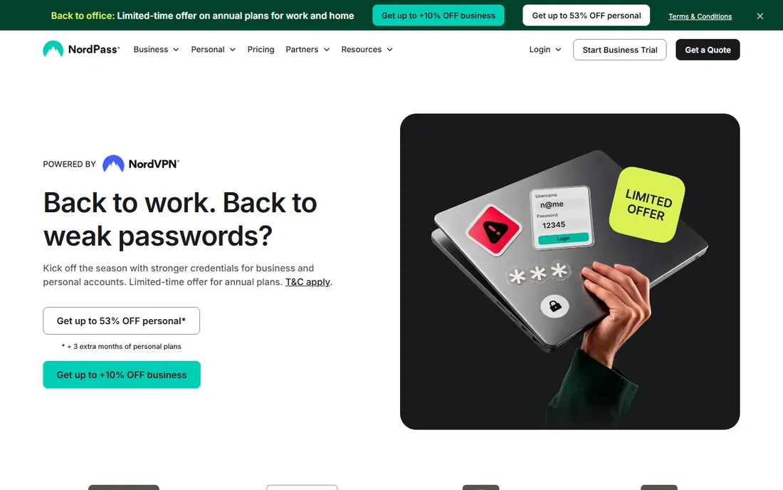 NordPass homepage