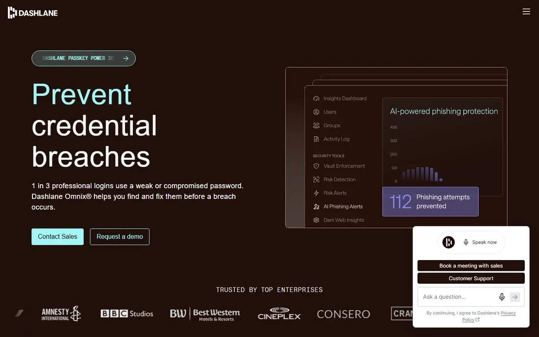 Dashlane homepage