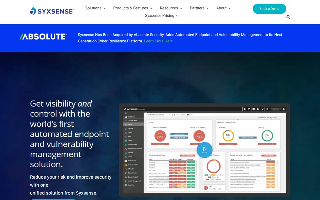 Syxsense homepage