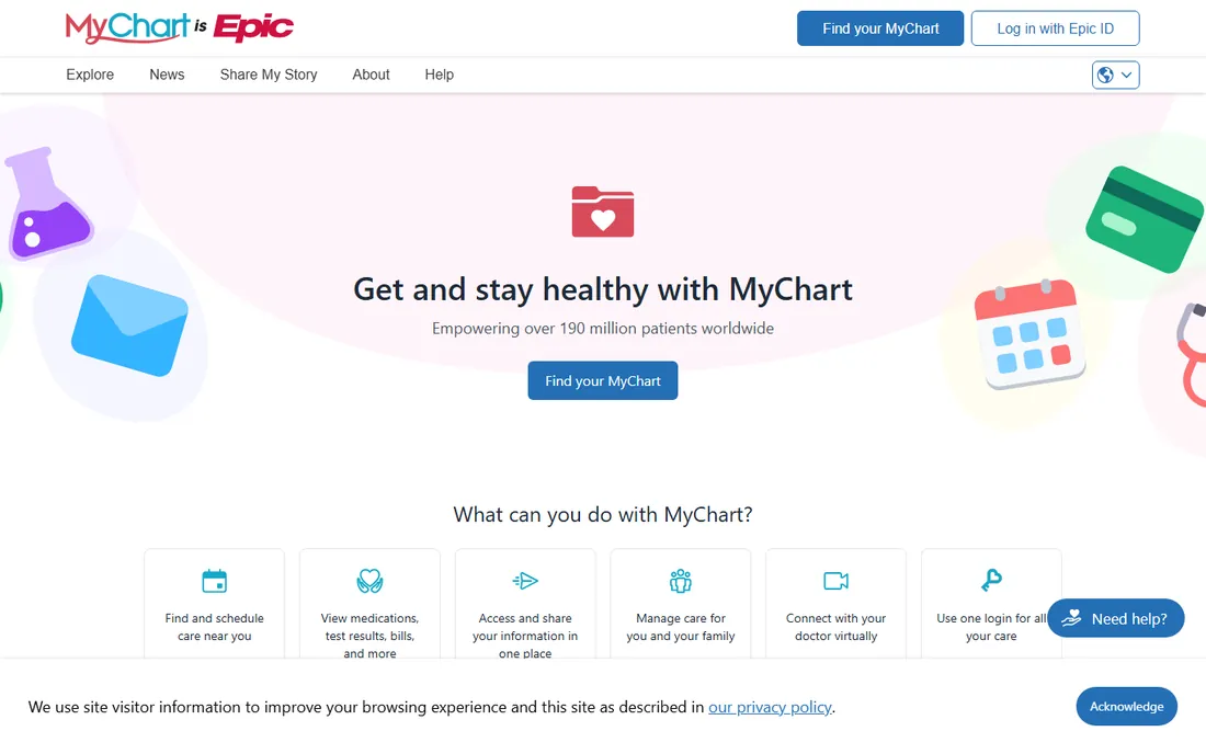 MyChart homepage