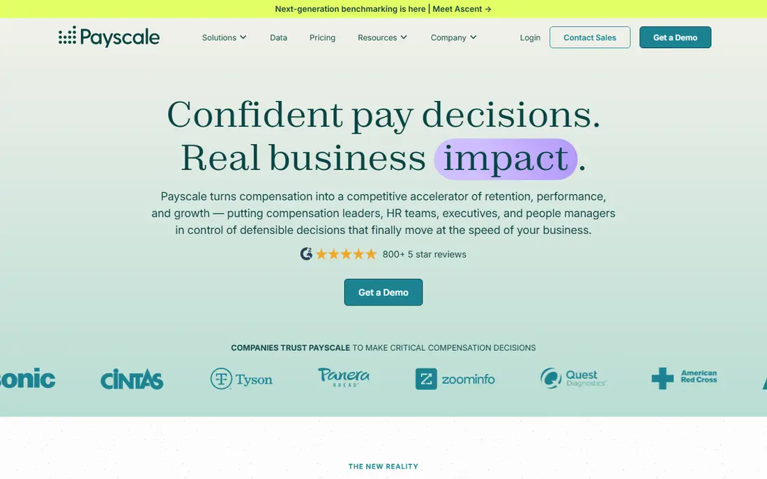Payscale homepage
