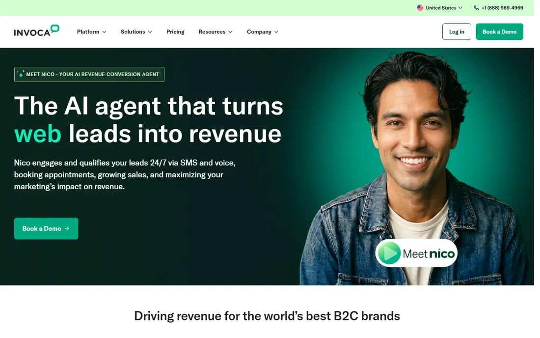 Invoca homepage