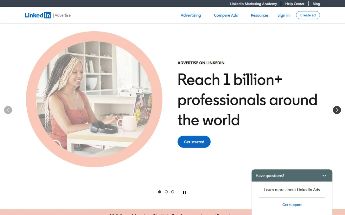 LinkedIn Ads homepage