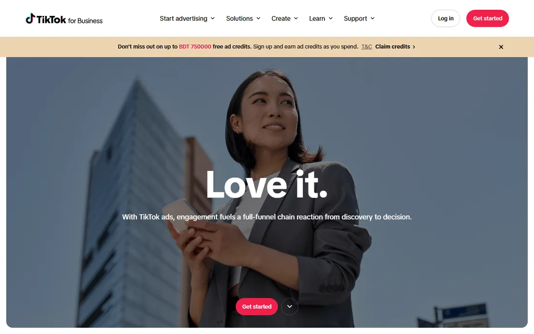 TikTok Ads homepage
