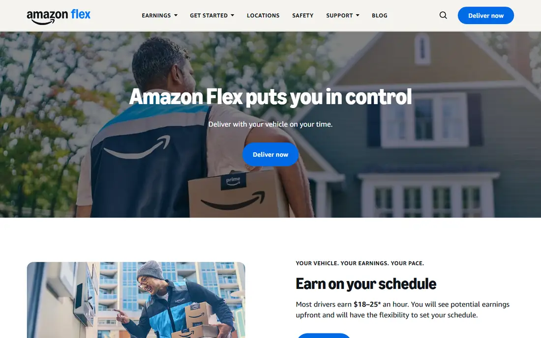 Amazon Flex homepage