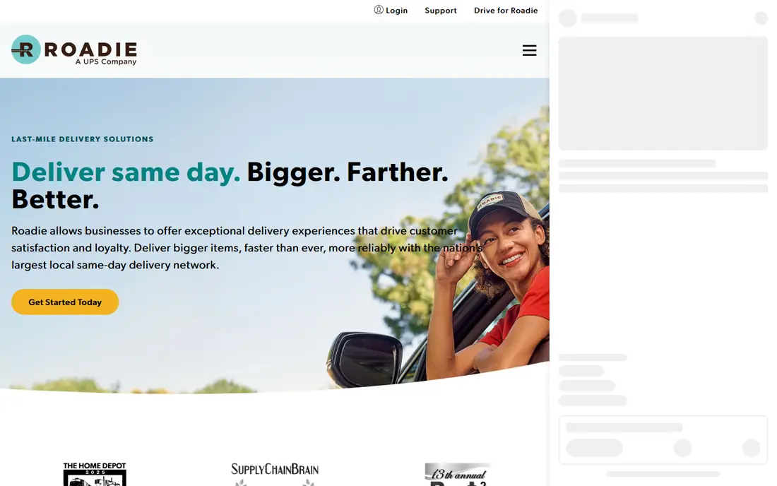 Roadie homepage