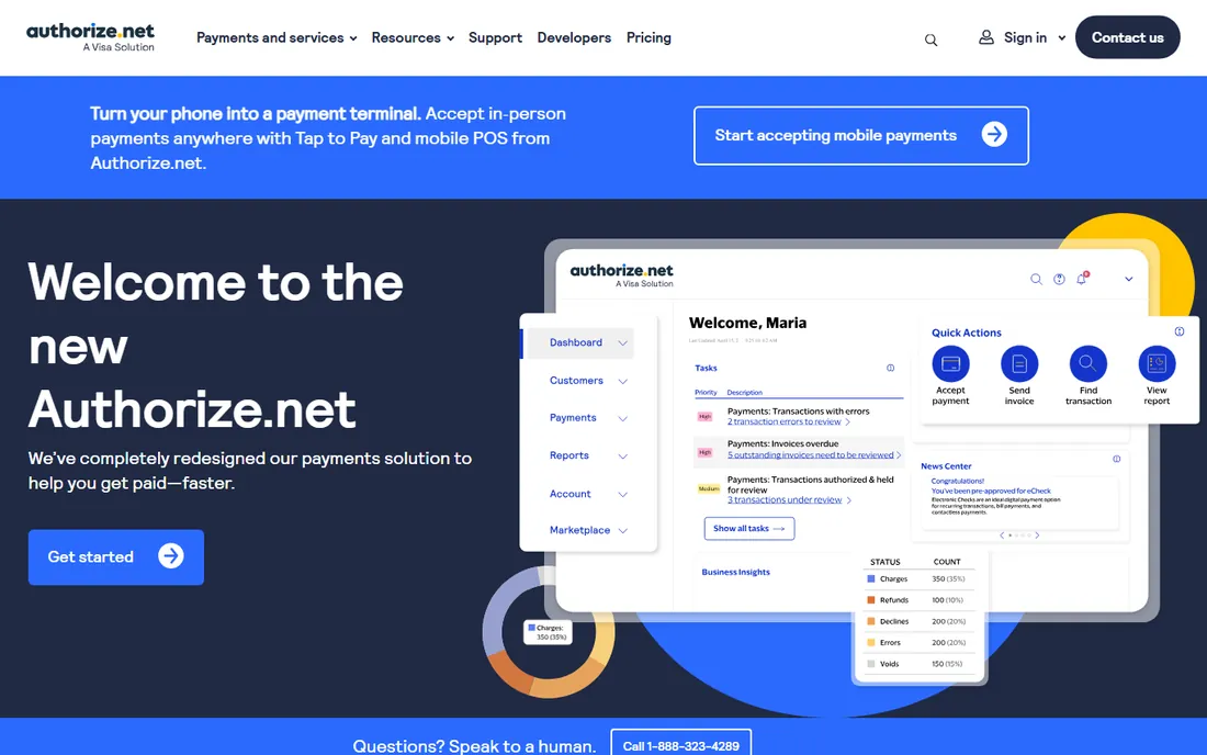 Authorize.net homepage