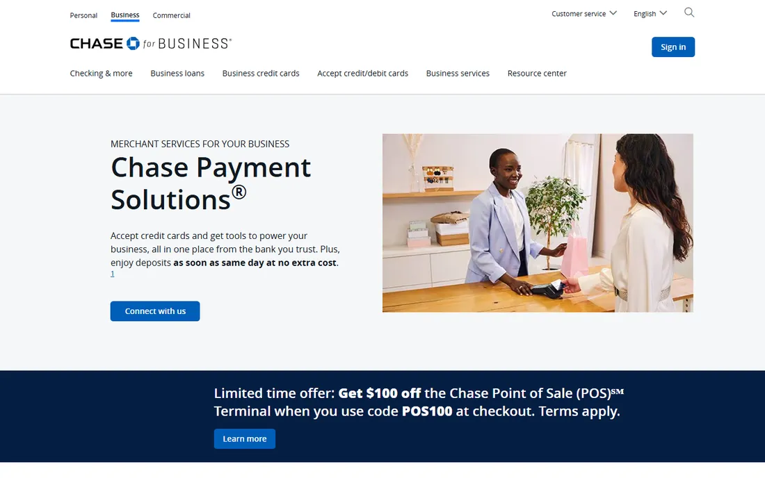 Chase Payment Solutions homepage