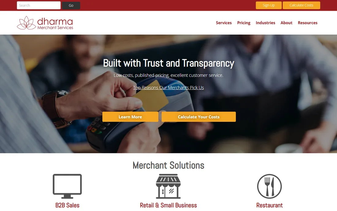 Dharma Merchant Services homepage