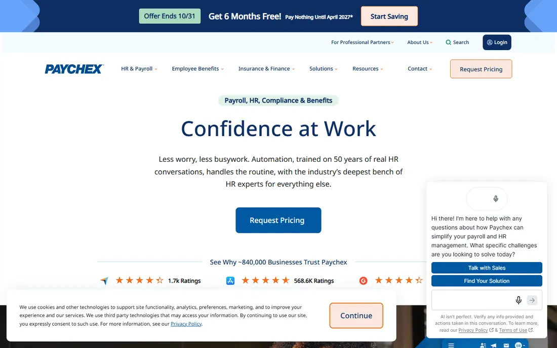 Paychex homepage