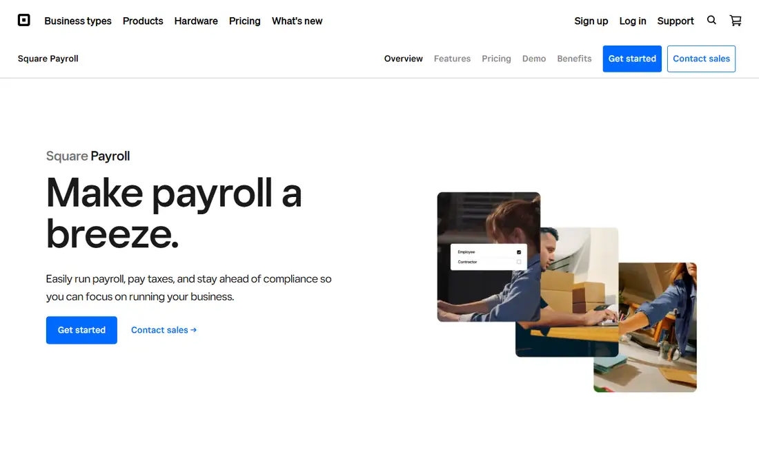 Square Payroll homepage