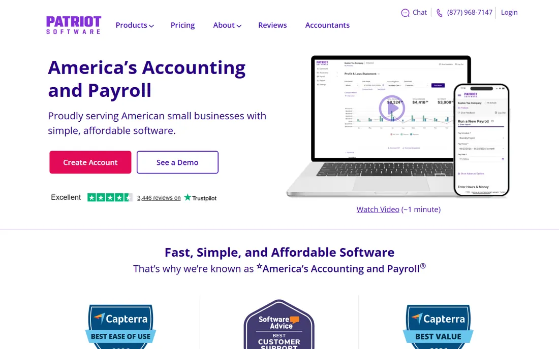 Patriot Software homepage