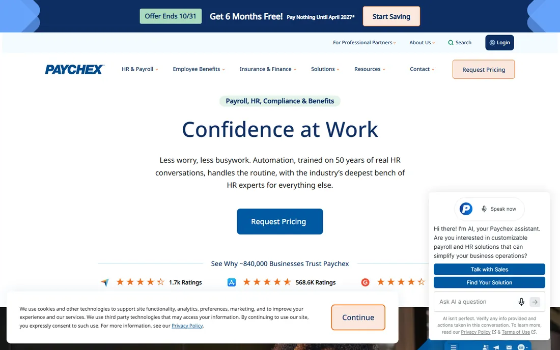 Paychex Flex homepage