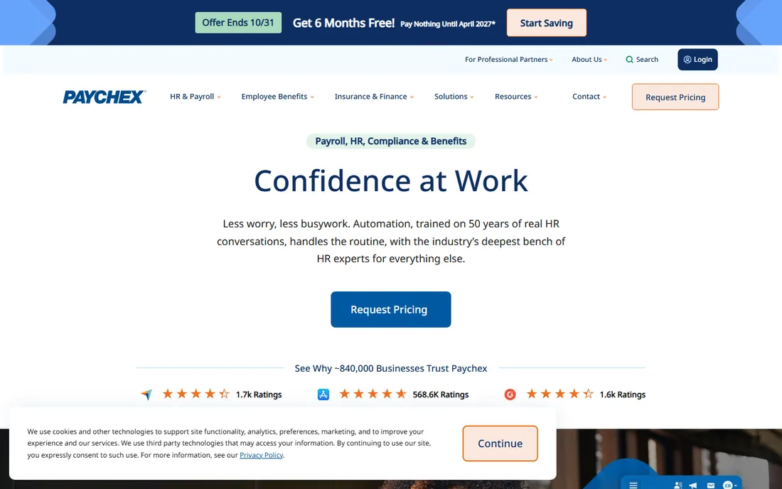 Paychex homepage