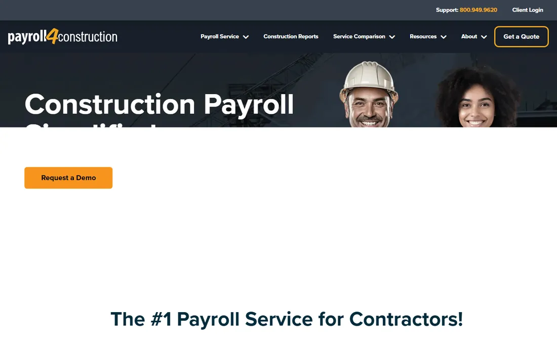 Payroll4Construction homepage