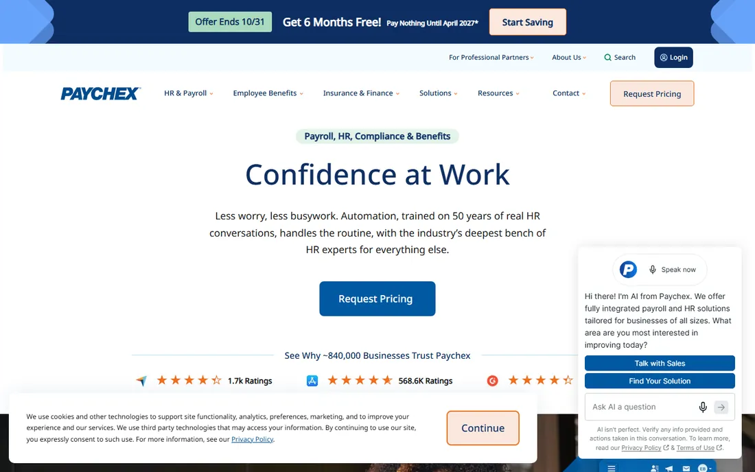 Paychex homepage
