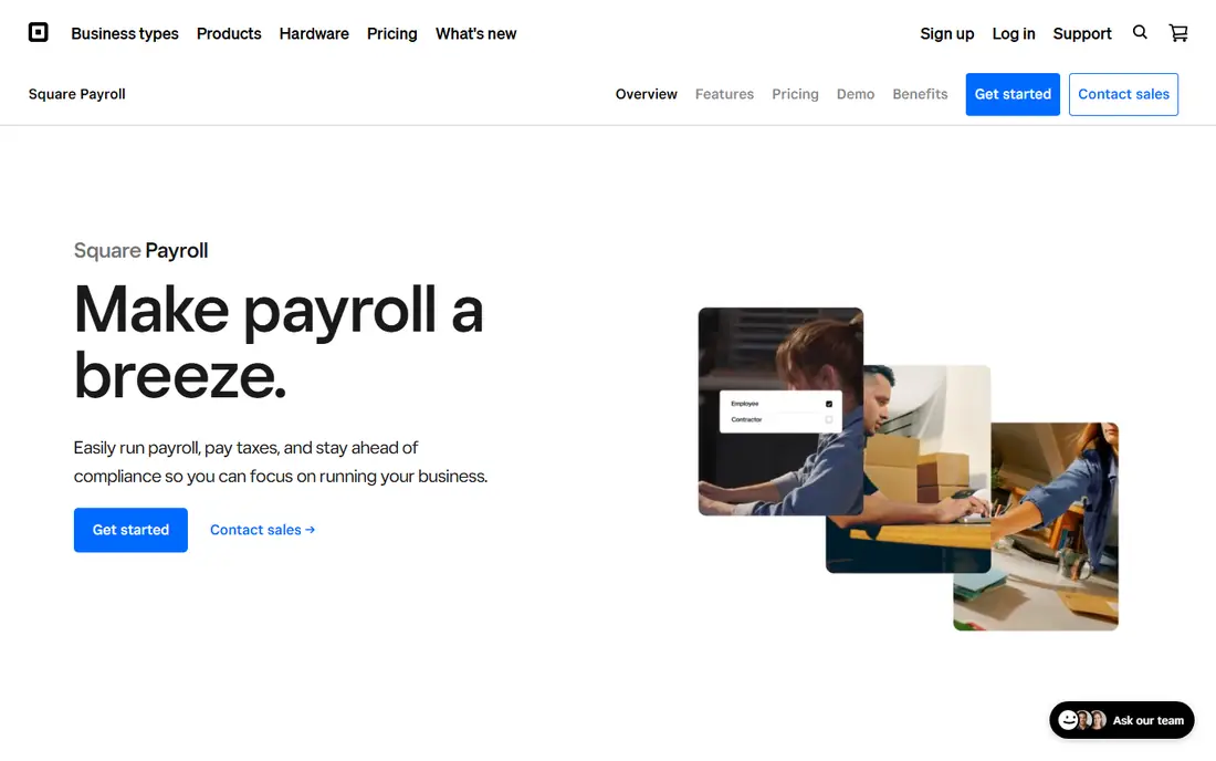 Square Payroll homepage