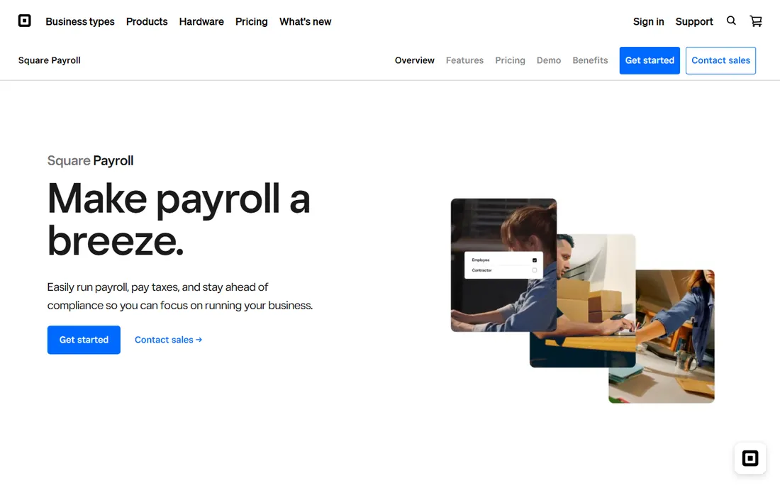 Square Payroll homepage