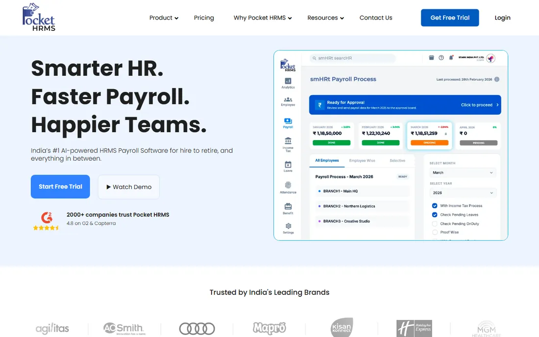 Pocket HRMS homepage
