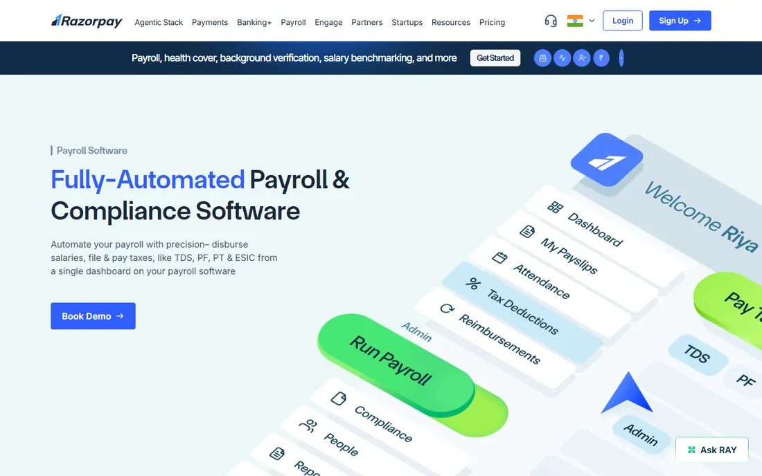 RazorpayX Payroll homepage