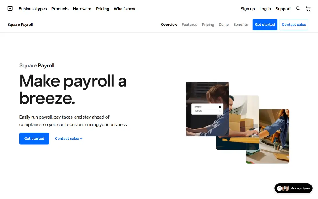 Square Payroll homepage