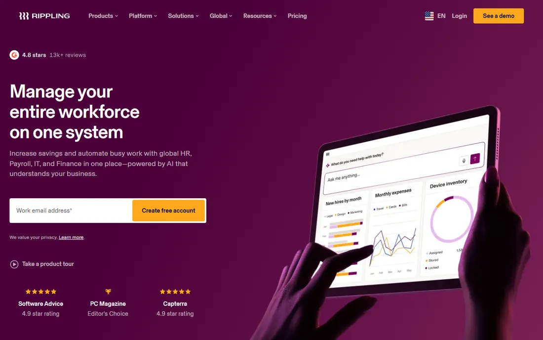 Rippling homepage