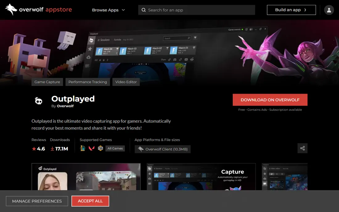 Outplayed by Overwolf homepage