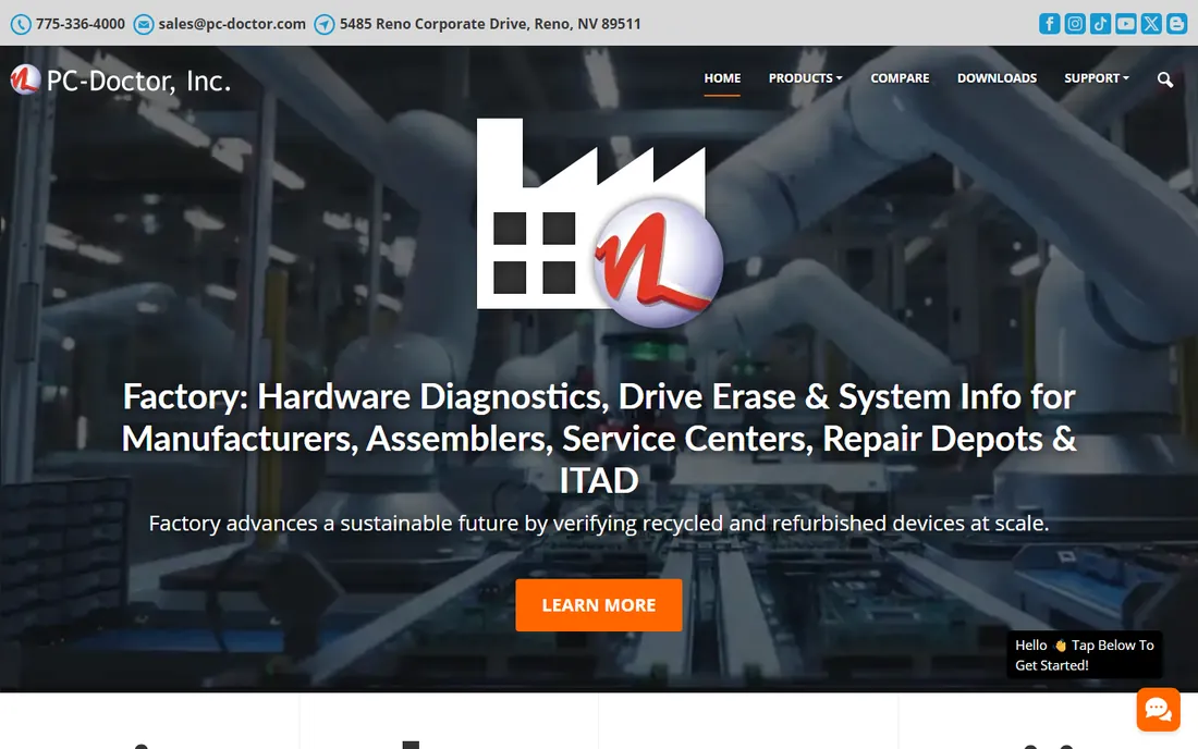 PC-Doctor Toolbox homepage