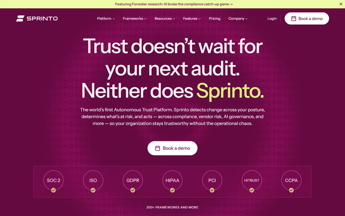Sprinto homepage