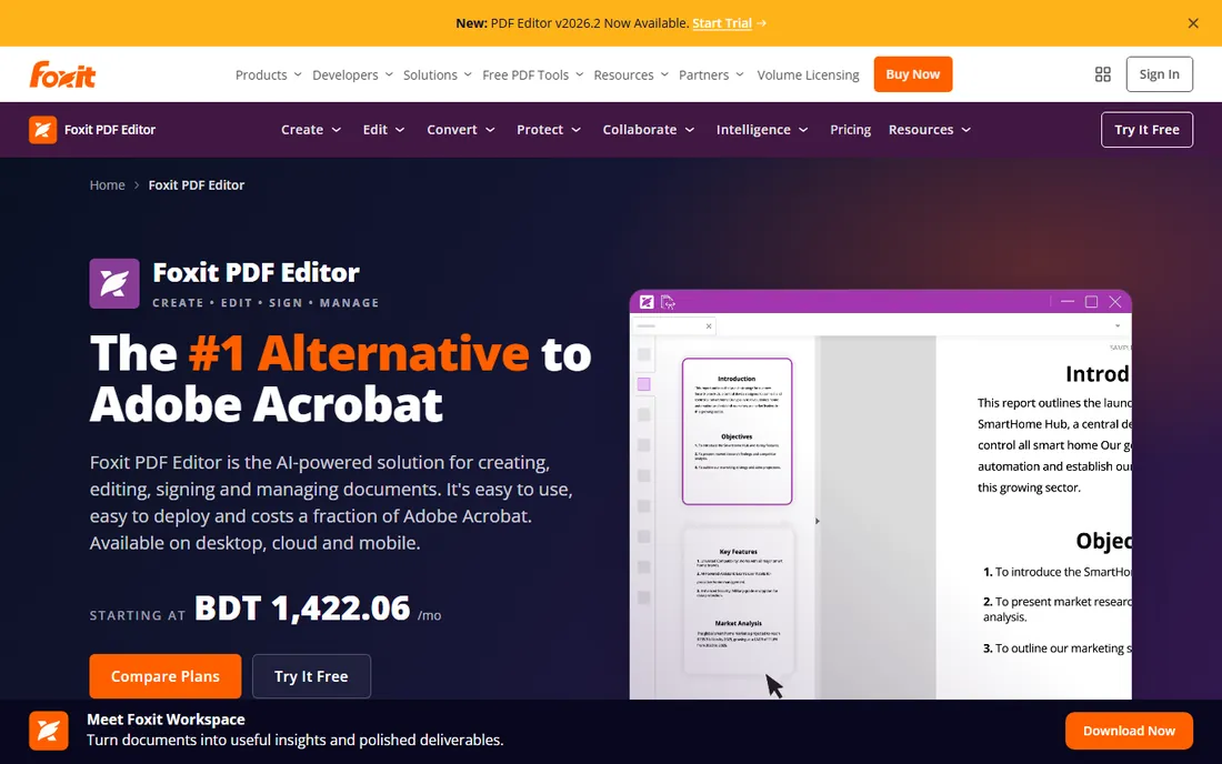 Foxit PDF Editor homepage