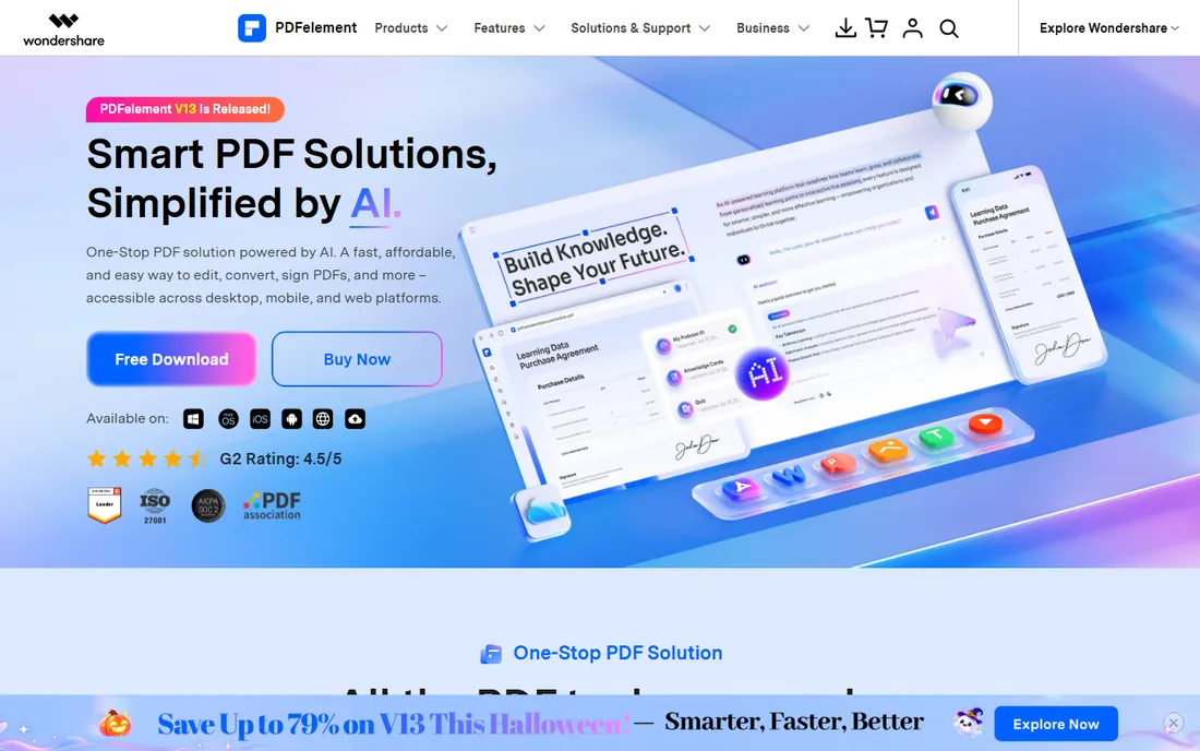 Wondershare PDFelement homepage