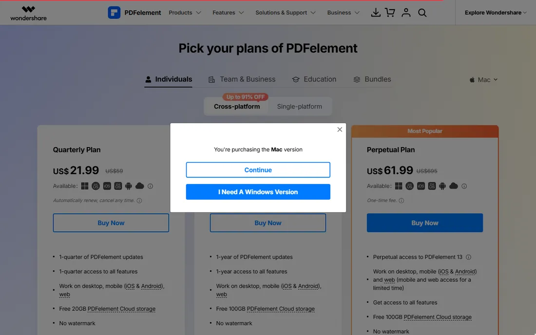 PDFelement homepage