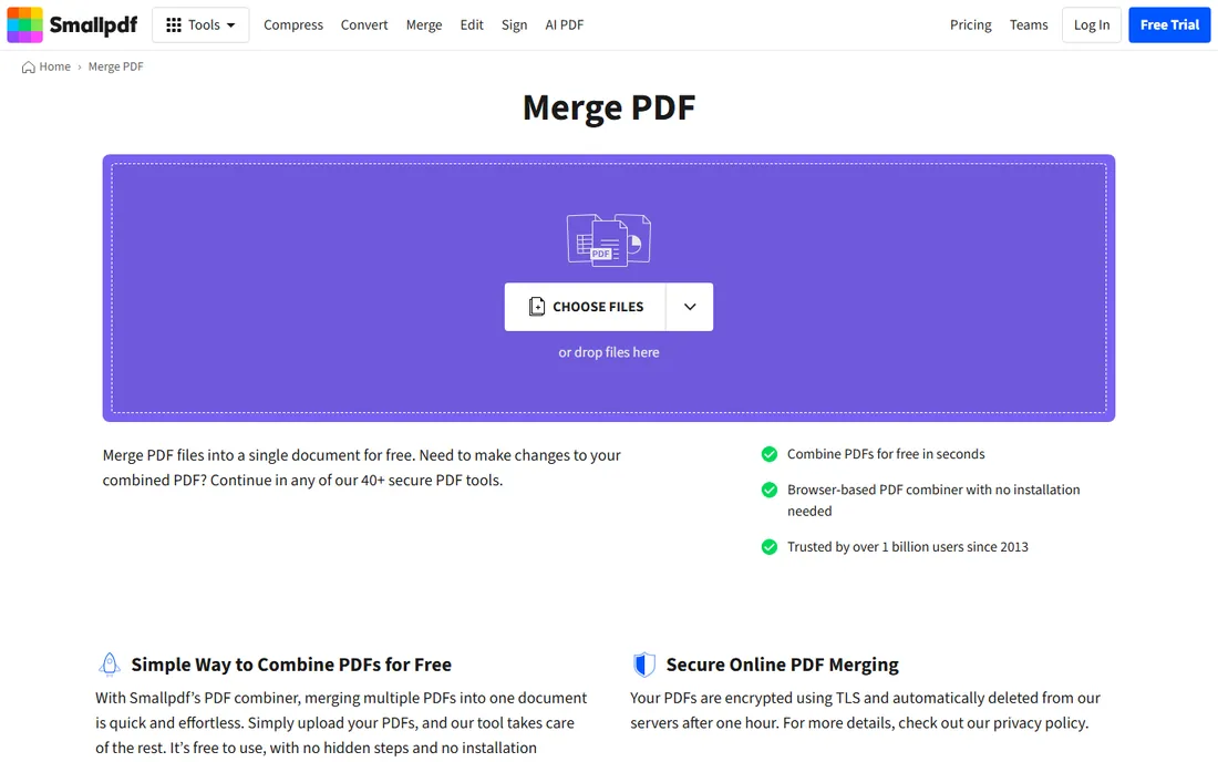 Smallpdf homepage