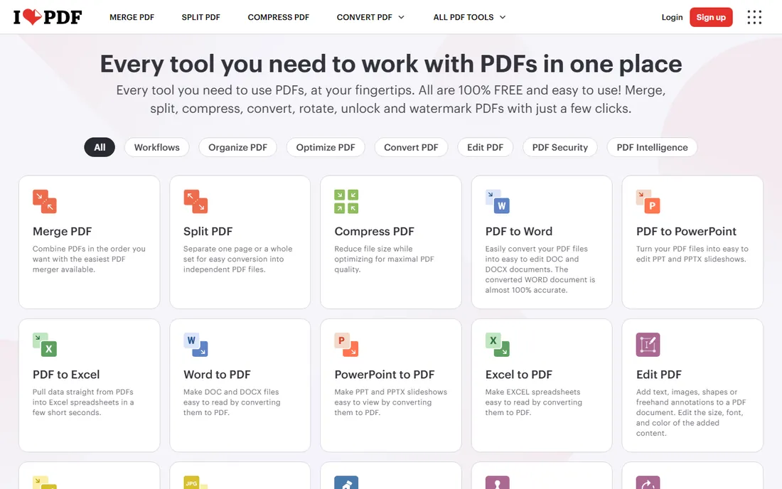 iLovePDF homepage