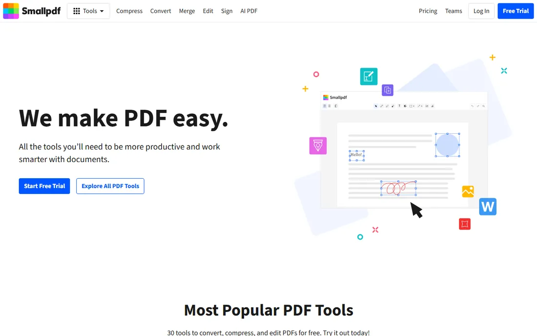 Smallpdf homepage
