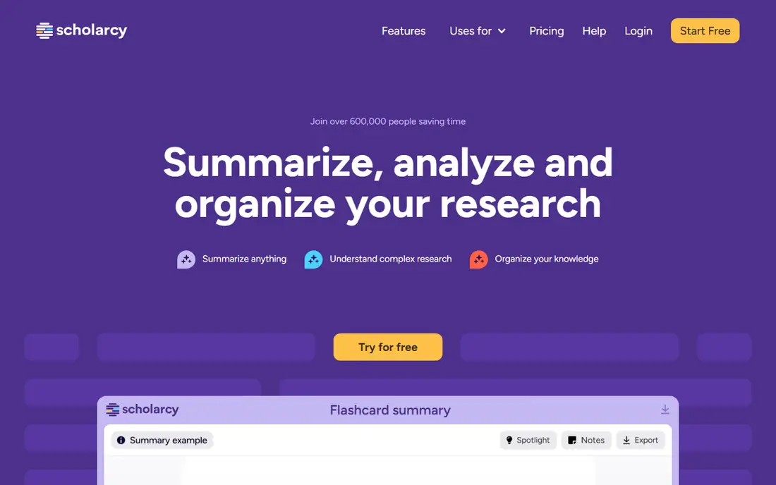 Scholarcy homepage