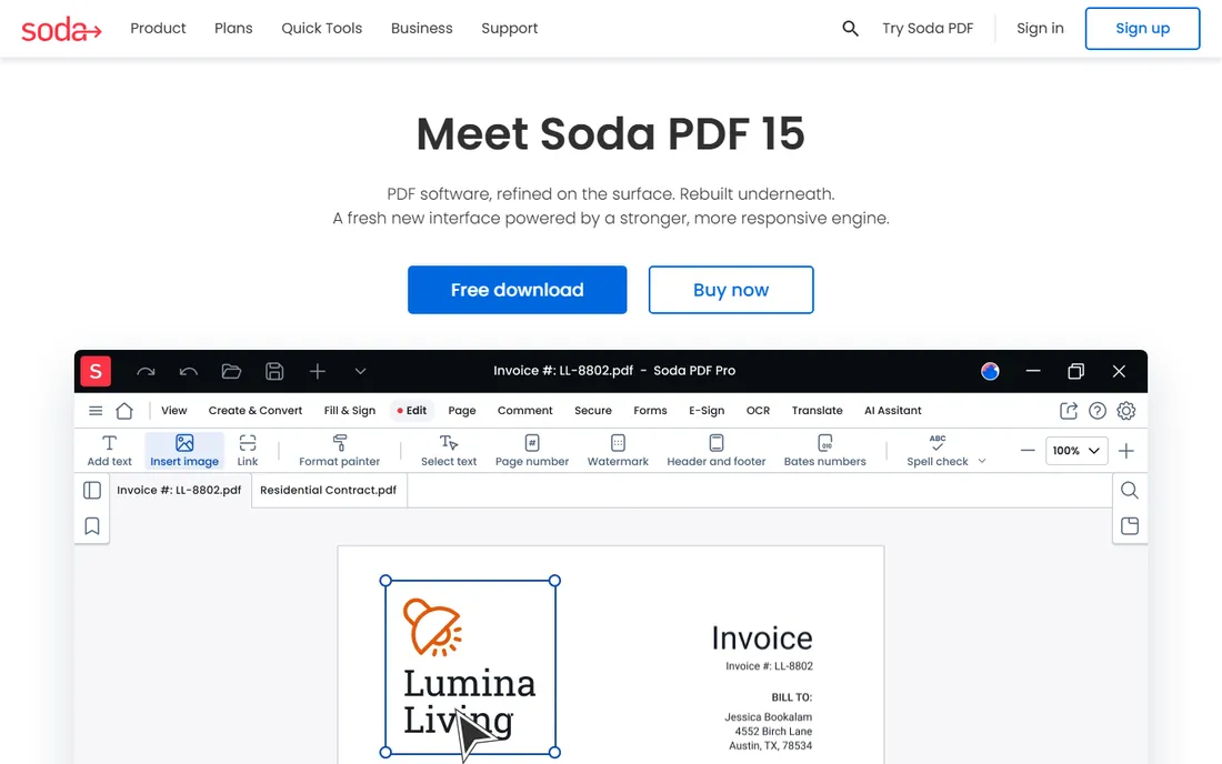 Soda PDF homepage