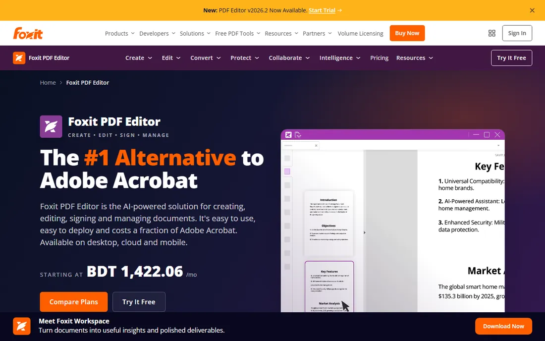 Foxit PDF Editor homepage