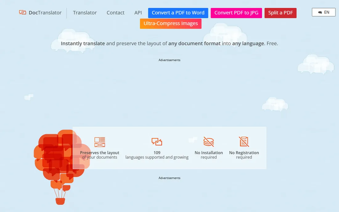 DocTranslator homepage